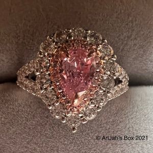 Platinum Brilliant Pink Pear Diamond Ring